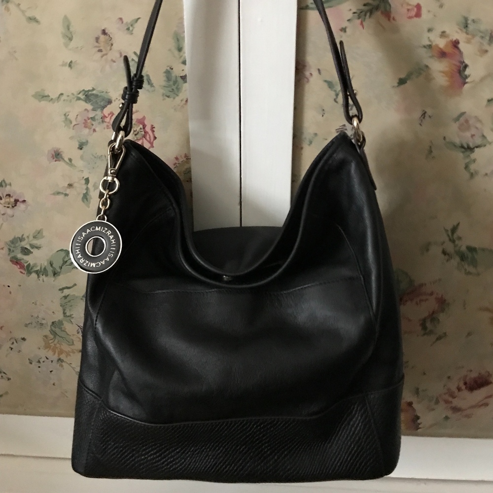 Isaac Mizrahi Bridgehampton Black Leather Hobo